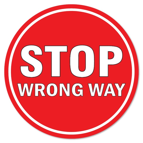 Stop Wrong Way Non-Slip Floor Graphic, 7in Vinyl Decal, 12PK, 7 in L, 7 in H, FD-C-7-12PK-99974